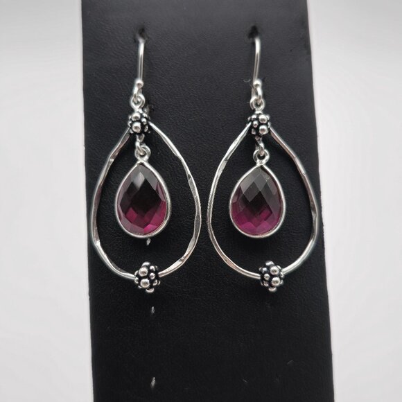 Sterling Silver Watermelon Tourmaline Gemstone Earrings A3843 - Picture 1 of 7